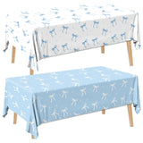 HAKOTI 2Pcs Blue Bow Tablecloth,Coquette Birthday Decorations Bow Theme Plastic Table Cover Blue Bow Rectangle Tablecloth for Gi