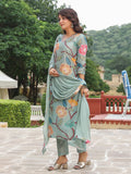Anni Designer Women'S Cotton Blend Straight Printed Kurta With Pant & Dupatta (Twig Pista_S_Pista_Small),Pista,S,Cotton Blend,Regular,