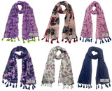 Fusfus WomenS Printed Chiffon Scarves And Stoles, Free Size(Multicolour, Fs821) Pack Of 6 (Multicolor4)