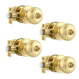 Karlstone 4 Pack Bedroom Door Knobs,Polished Brass Door Knob,Bedroom Locks for Doors,Door Knobs Interior for Bathroom