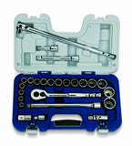 Williams 25 pc 1/2 Drive 12-Point Metric Shallow Basic Tool Set, Chrome Vanadium Steel Sockets with SuperTorque Grip, in a Rugge