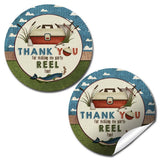 Fishing Thank You Birthday Party Sticker Labels, 40 2 Party Circle Stickers by AmandaCreation, Great for Party Favors, Envelope