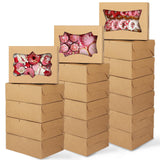 TOMNK 24pcs 8x6x2.5 Inches Cookie Boxes, Bakery Boxes with 3 Style Window, Treat Boxes, Pastry Pie Boxes for Chocolate Strawberr