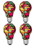 Tiffany 2 Pack Stained Glass Light Bulbs - A19 2W (25W Equivalent) E26 Base Mosaic Night & Party Light