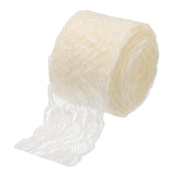 MECCANIXITY Lace Trim 10 Yards 2 Inch Flower Elastic Lace Ribbons for Craft Gift Package Decoration Wedding Headbands Beige