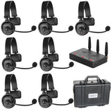 cametv Waero 1.9GHz Wireless Intercom Headset System Noise Cancellation Zero Latency Full Duplex 7 Person Team Communication wit