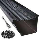 LeafTek Gutter Guards for Leaves 5 x 32' Black - Heavy-Duty Premium Aluminum Gutter Cover System with Vented Raised Ridge - DIY-
