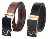 Zacharias MenS Faux Leather Belt (Asb5311_Black & Brown) (Free Size_Pack Of 2)
