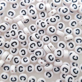 200+ Pieces 4x7mm Single C Letter Beads for Jewelry Making, White Round Acrylic Bulk Alphabet (Black on White)