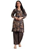 Libas Womens Printed Silk Blend Straight Kurta With Palazzos