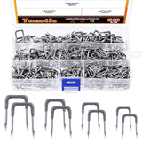 Tanstic 540 Pcs Insulated U Staple Nail Assortment Set with Storage Case, 4 Sizes Metal Cable Staple for Wood Fixing Wires Cable