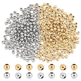 UNICRAFTALE About 400pcs 2 Colors Round Spacer Beads 4mm 304 Stainless Steel Loose Beads Rondelle Beads Metal Spacer Bead Small