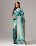 Leriya Fashion Saree For Women | Golden Saree For Women | Cotton Silk Saree For Women | (Blue)