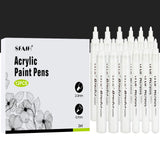 SFAIH White Paint Markers Paint Pens - 12 Pack Acrylic Permanent Marker for Rock Painting, Wood, Metal, Fabric, Plastic, Canvas,