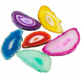 Rockcloud 6 Pcs Polished Thin Agate Slice Pendants with Drilled Holes for Jewelry, Necklaces and Bracelets,Colorful