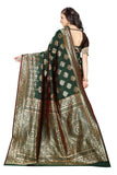 Sugathari Womens Banarasi Saree Pure Kanjivaram Silk Saree Soft New Ladies 2023 Design Wear Pattu Sarees Latest Party Sari Collections With Blouse Piece For Wedding Sadi (Sam Pari S-3 Dark Green)