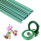 Arlai Floral Arrangement Kit, with 3 Rolls Green Flower Paper Tape and (2 Guage) 16 Floral Stem Wire 50pcs for Bouquet Stem Wrap
