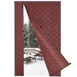 Risareyi Magnetic Thermal Insulated Door Curtain 30x96inch, Brown PU with Thicker Filling, Side Opening Patio Door Insulation fo