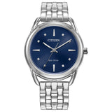 Citizen Womens EcoDrive Dress Classic Watch in Stainless Steel, Blue Dial (Model: FE709055L)