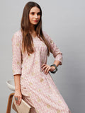Anni Designer Women'S Cotton Blend Straight Printed Kurta With Pant (Pat 11 Pink_S_Pink_Small),Pink,S,,,