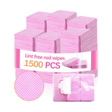 1500Pcs Lint Free Nail Wipes, Pink No Lint Nail Wipes for Gel Nails Lint Free Polish Remover Wipe Eyelash Extensions Glue Nails
