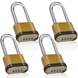 4 Pack Long Shackle Combination Padlock - 105mm Heavy Duty Combination Locks, Outdoor Waterproof Combo Lock for Outdoor Fence, L