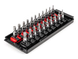 TEKTON 1/4 Inch Drive Hex Bit Socket Set with Rails and Tray, 21-Piece (5/64-5/16 in., 2-8 mm) | SHB90203