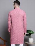 Jompers Men'S Sequin Embroidered Pure Cotton Kurtas (Coral, M)