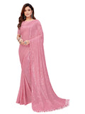Pratham Blue Womens Sequins Georgette Fancy Saree With Blouse Piece (PB-244_Peach Pink)