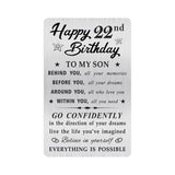 MOQIYXL 22nd Birthday Card for Son, 22 Year Old Gifts for Son Engraved Wallet Card