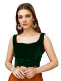 Pujia Mills Women's Velvet Sleeveless Blouse for Women Sleeveless Velvet Blouse Readymade Sleeveless Saree Blouse Choli for Wome