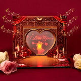 Lovairo Romantic Projection 3D Pop Up Card with Music & Lights, Gold Foil Birthday Card for Wife, Anniversary Card for Wife, I L