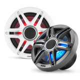 Clarion CMSP-651RGB-SWG Premium 6.5-inch Coaxial Marine Speakers with Built-in RGB Illumination, 50W RMS, with White & Gray Meta