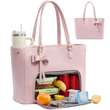 LOVEVOOK Work Tote Bag with Lunch Compartment, 3 in 1 Laptop Tote Bag for Women with Giant Tumbler Holder for Teacher, Nurse, Tr