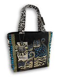 Zeckos 8.5 x 8.25 x 2.75 Inch Medium Tote Bag with Zipper Top in Spotted Cats Print
