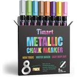 Timart Metallic 8 Pack Liquid Chalk Markers, Bold Wet & Dry Erase Marker Pens for Chalkboards Signs, Blackboards, Windows, Glass