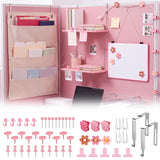 Anglechic 59 Pcs Cubicle Accessories for Work Organizer Kit, Pink