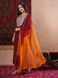 Anni Designer Women'S Cotton Blend Straight Embroidered Kurta With Pant & Dupatta (Chatterjee Maroon_S_Maroon_Small),Maroon,S,,,