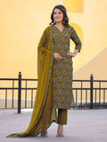 Gosriki Women'S Rayon Blend Straight Printed Kurta With Pant & Dupatta (Shaniya Mustard-Gs_S_Mustard_Small),Mustard,,B0DCKBPXHQ