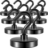 Neosmuk Black Magnetic Hooks Heavy Duty,Extra Strong Magnet with Metal Hook for Refrigerator, Super Magnet for Cruise,Grill, Kit