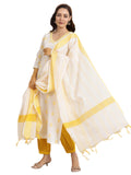Libas Women'S Cotton Blend Kurta Set (400176O_Off White_M)