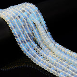 JM Design 79Pcs 5x8mm White Opalite Crystal Bead Smooth Rondelle DIY Spacer Beads for Bracelets Jewelry Making Crafts