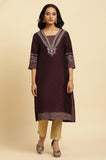 W For Woman Women'S Viscose Rayon Solid Regular Kurta (23Auw10286-122888_Raisin Purple_18)