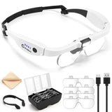 GUOUBUO Magnifying Glass with Light, 1.5X-5.0X Magnifying Glasses, Rechargeable Magnifying Headset with Light, Head Magnifier wi