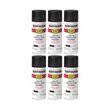 Rust-Oleum 401641-6PK Stops Rust Spray Paint, 12 oz, Matte Black, 6 Pack