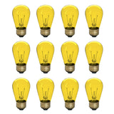 Incandescent S14 Edison Light Bulb, String Light Replacement, E26 Medium Base, 130V, Yellow (12 Pack)
