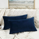 JUSPURBET 16x24 Lumbar Velvet Throw Pillow Covers Set of 2,Navy Blue