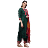 Gosriki Women'S Rayon Solid Straight Kurta Palazzos And Dupatta (My-Hit-New-Green_Large),Green,,B09B3FM9VH