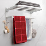 TocTen Towel Rack for Bathroom, Foldable Towel Holder with Double Towel Bars, Wall Mounted SUS304 Stainless Steel Bathroom Tower