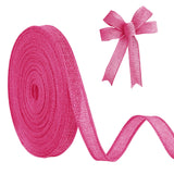 JaoZuyard Pink Burlap Ribbon 1/2 inch X 20 Yard Natural Linen Woven Ribbon DIY Handmade Wired Pink Edging Production Wreath Holi